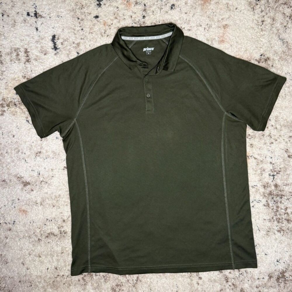 Prince Tennis Polo Shirt Men's XL Military Green Quarter Button